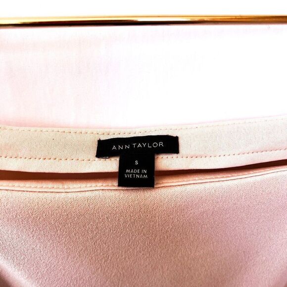 NWT Ann Taylor Blush Pink Puff Quarter Sleeve Square Neck Top Small - Picture 2 of 8